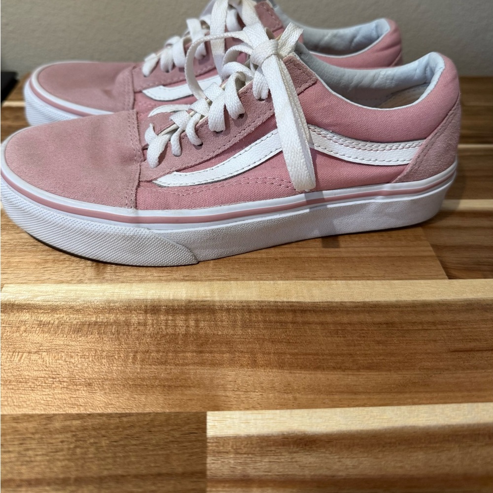 Vans Women's Pink and White Sneakers Size 5 1/2